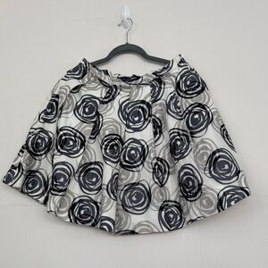 GAP Navy, Gray & White Circle Print Cotton Skater Skirt with Pockets Size 4